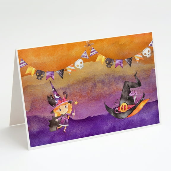 Halloween Little Witch Party Greeting Cards and Envelopes Pack of 8