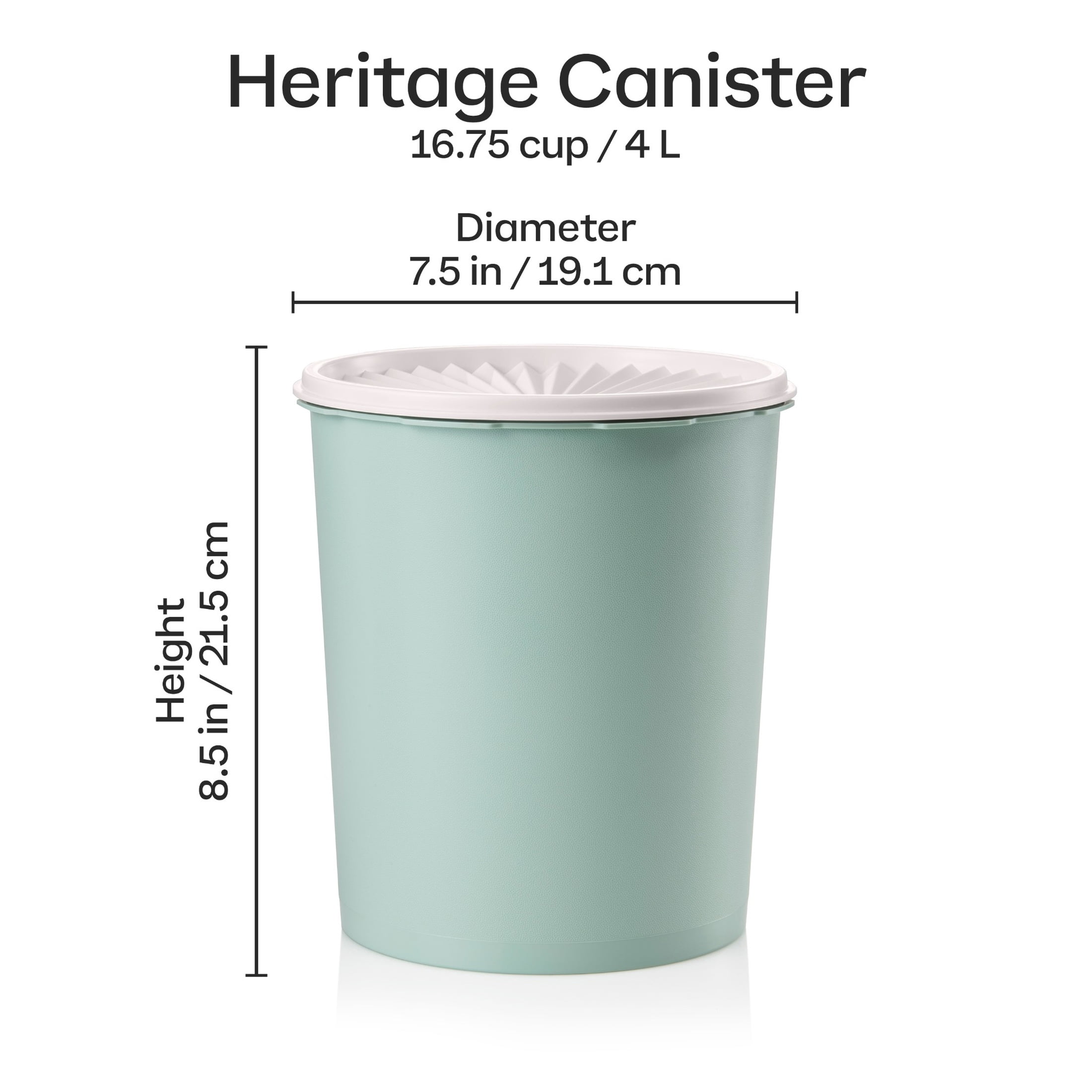 (3 pack) Tupperware Heritage 16.75-Cup Food Storage Canister with Lid, Green