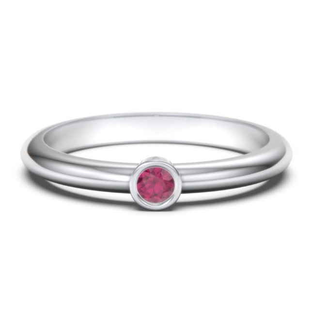 Classic Bezel Set Birthstone Ring - Ruby (July)