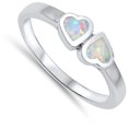 thumbnail image 4 of White Simulated Opal Love Heart Promise Ring .925 Sterling Silver Band CZ Jewelry Female Size 6, 4 of 4
