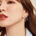 thumbnail image 3 of Alexcraft Stud Earrings Set for Women, for Multiple Piercing 14K Gold Plated Studs Earrings and Zirconia Earrings Set, Small Huggie 925 Sterling Silver Post Hoop Chain Earrings Set, 3 of 7