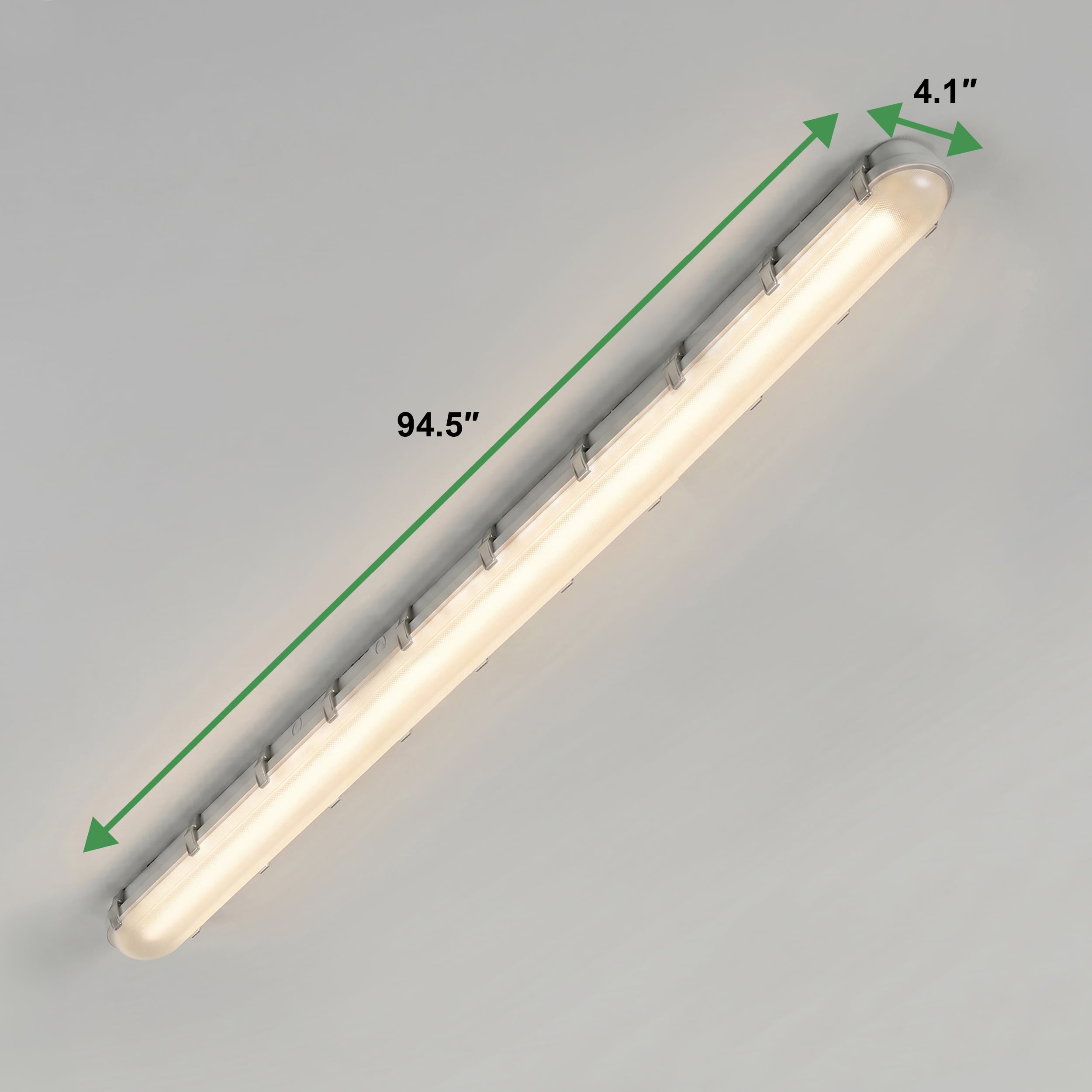 MaxLite 8 ft Vapor Tight LED Fixture, 60/70/85W 3500-5000K, 65W, Damp Rated, Selectable Wattage, Controls Ready, for Stairwell, Garage, White