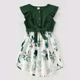 thumbnail image 4 of FYMNSI Mommy and Me Summer Casual Boho Dresses Floral A-Line Ruffled Sleeveless Sundress Family Matching Outfits Flowy Beach Hawaiian Dress Green (Baby Girl6-9M), 4 of 10