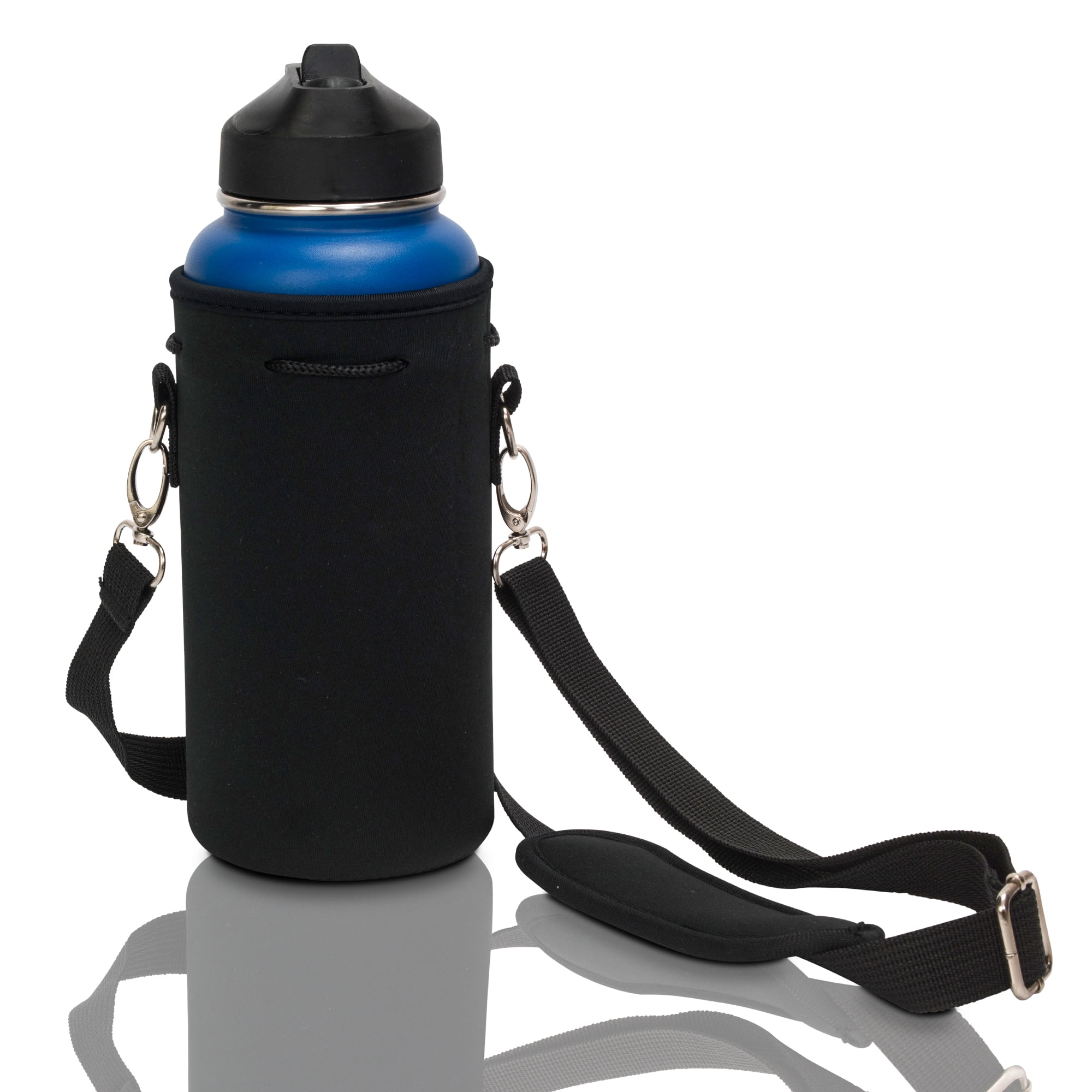 Neoprene Water Bottle Carrier Holder Insulator w/ Adjustable Shoulder Strap by Made Easy Kit