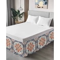 thumbnail image 4 of Boho Orange Blue Wrap Around Bed Skirts for Queen Bed 16" Drop,Bed Skirt with Adjustable Elastic Belt Dust Ruffle Bed Valance for Bedroom Hotel Ethnic Vintage Geometric Art Boho Bed Frame Cover, 4 of 7