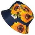 thumbnail image 2 of Fashion Cotton Unisex Summer Printed Bucket Hat Sunflower Print (Navy), 2 of 2