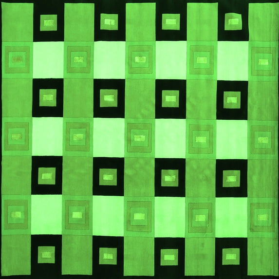 Ahgly Company Indoor Square Checkered Green Modern Area Rugs, 6' Square