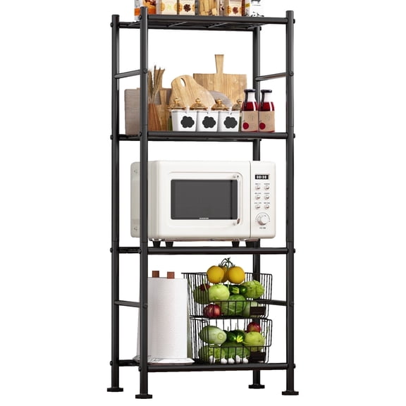 Sakugi 4-Tier Metal Storage Shelves, Adjustable Metal Shelves, 18" W x 12" D x 43" H, 650 lb Total Capacity, Rust-Proof Storage Rack