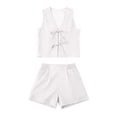 thumbnail image 6 of Women's Tie Front Vest and Shorts Set Resort Summer 2 Piece Outfit, 6 of 9