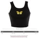thumbnail image 5 of Qarigey Color puro mujeres verano chaleco tanque Halter Crop Tops Casual mariposa impreso corto ajustado sin mangas blanco negro Tops Camisetas sin mangas, 5 of 6