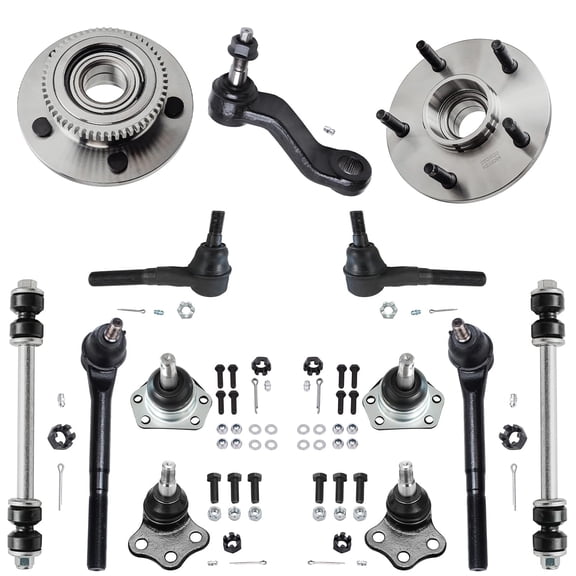 Detroit Axle - Front Wheel Hub & Bearing Ball Joints Tie Rods Sway Bars Replacement for 2000 2001 Dodge Ram 1500-2WD/RWD Models