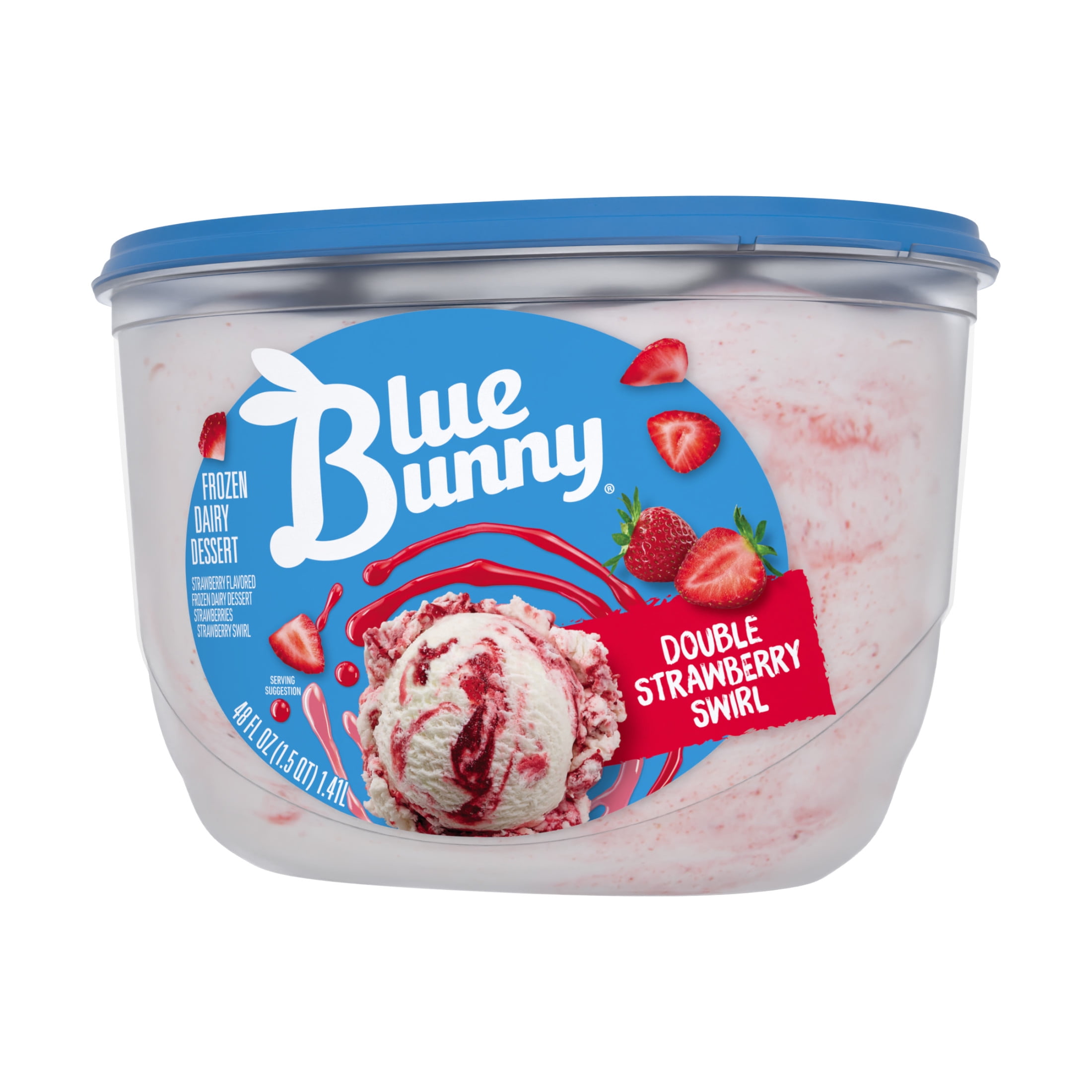 Blue Bunny Double Strawberry Swirl Premium Frozen Dessert, 48 fl oz