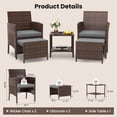 thumbnail image 6 of UDPATIO Balcony Furniture 5 Piece Patio Furniture Set, Outdoor Brown Wicker Chairs with Ottoman, Grey, 6 of 9