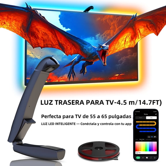 Tira LED RGB para Pantalla de 55-65 Pulgadas, Retroiluminación LED para TV de 4.5m con Sensor de Sincronización de Pantalla,Control por App Inteligente,Luces Gamer para Monitor PC, Música y Películas