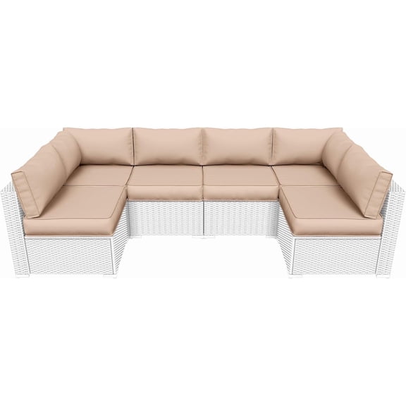 Poteban Outdoor Cushions for Patio Furniture Replacement, Waterproof Patio Furniture Cushions, Deep Seat Patio Cushions, Patio Seat Cushions for Outdoor Sectional (Beige)