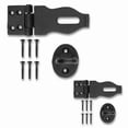 thumbnail image 2 of Renovators Supply Black Iron Hasp Lock 4" x 1.75" Rust Resistant Latch for Cabinet Doors w/Screws, 2 of 9