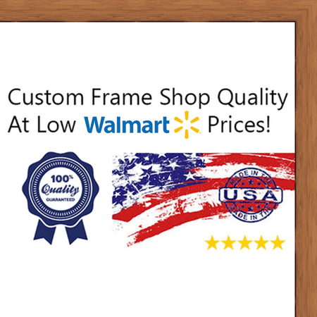 14x17 - 14 x 17 Honey Pecan Flat Solid Wood Frame with UV Framer's Acrylic & Foam Board Backing - Great For a Photo