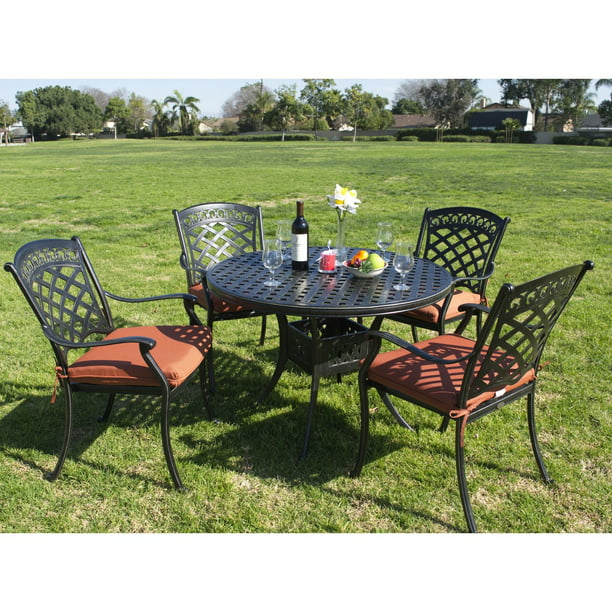 5 Piece 42 In Round Patio Dining Set, Summerset Casual Outdoor Furniture