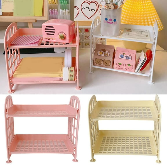 Clerance! PawCasa Desktop Organizer Makeup Storage Rack Mini Desk Dormitory Folding Shelf S N