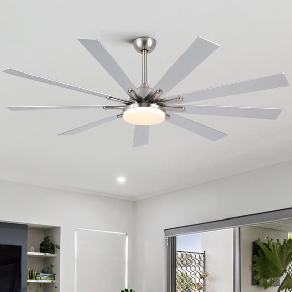 Wellspeed 72 in. Smart LED Ceiling Fan with 9 Blades, Remote Control, for Indoor Room, Brushed Nickel