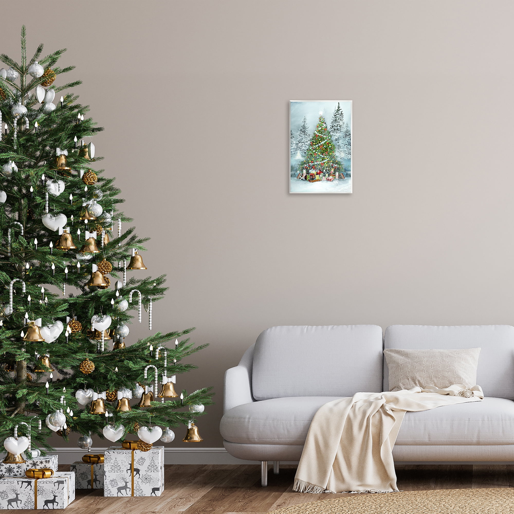 Stupell Industries Mistletoe Kisses Phrase Holiday Painting Unframed Art Prints Wall Art, 13 x 19