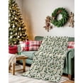 thumbnail image 2 of Winter Christmas Flannel Blanket for Bed,Travel and Camping, Holly Berry Plants Leaves Super Soft Cozy Blanket for All Seasons 50"x60", 2 of 6