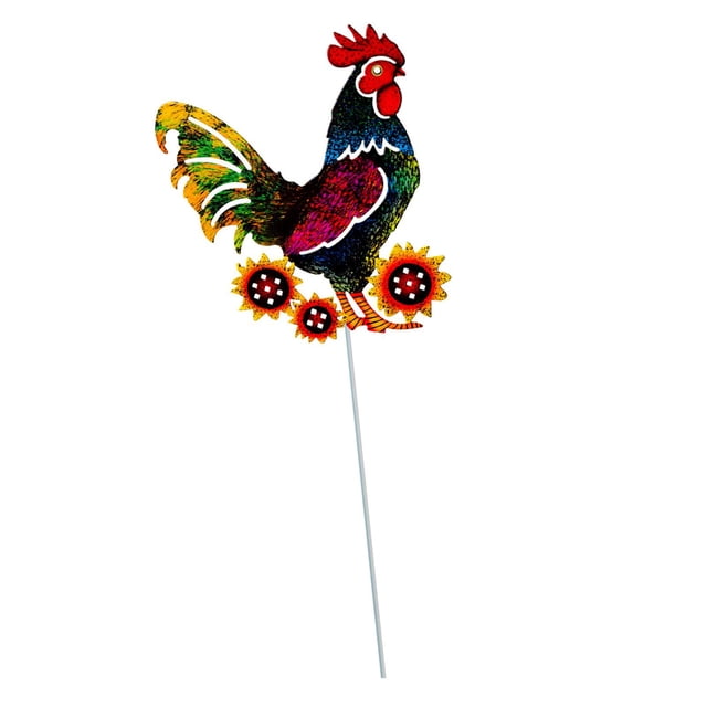 Estaca de jardín de metal Zulema escultura de pie silueta de pollo 17 pulgadas Molino de viento al aire libre