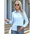 thumbnail image 4 of Super Soft Wrinkle Free Button Down Shirts for Women Solid Long Sleeve Striped Formal Work Dress Blouses Tops Blue XXXL, 4 of 8