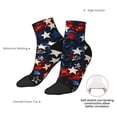 thumbnail image 4 of Goofa Red Blue White Stars Pattern Non Slip Socks with Grips for Elderly, Crew Socks Yoga Hospital Socks Cushioned Sole Gripper Socks for Men Women, 4 of 5