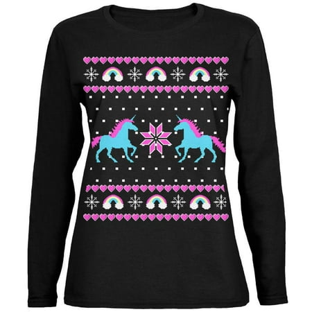 Unicorn Rainbow Ugly Christmas Sweater Ladies' Relaxed Jersey Long ...