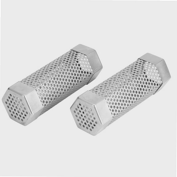 2 Pcs Pellet Smoker Tube 6 Inches Stainless Steel Perforated BBQ Wood Pellet Tube Smoke Box Barbecue Accessory for Cold/hot Smoking Cheese, Pork, Fish, Nuts, Beef [#2]