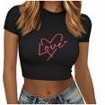 thumbnail image 1 of Plebaso T-Shirts Graphiques Courts pour Femmes Manches Courtes Imprimé Slim Col Rond T-Shirts d'Été Décontractés pour Femmes, 1 of 5