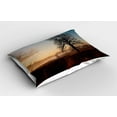 thumbnail image 2 of Ambesonne Tree Pillow Sham 2 Pack, Countryside Autumn Dusk, 26"x20", Brown Blue, 2 of 3