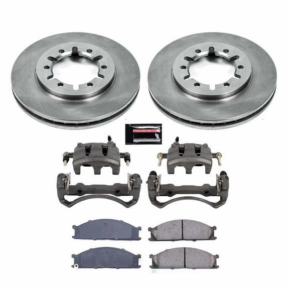 PowerStop Front Stock Replacement Brake Pad and Rotor Kit with Calipers Fits: NISSAN Select Models KCOE2278A