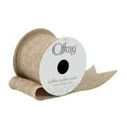 Offray Ribbon, Natural 2 1/2 inch Woven Burlap Woven Ribbon, 9 feet