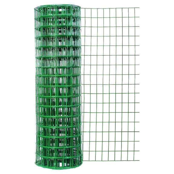 22450 24 Inches x 50 Feet 16-Gauge Green Vinyl Coated Garden Fence with 3 x 2-Inch Openings, 24" x 50'