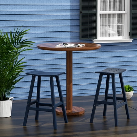 WestinTrends Malibu HDPE Outdoor Patio 29 Bar Stool Saddle Seat (Set of 2) Navy Blue