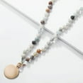 thumbnail image 2 of Monogram Disc Blanks Knotted Boutique Amazontite Natural Stone Beads Necklace, 2 of 5