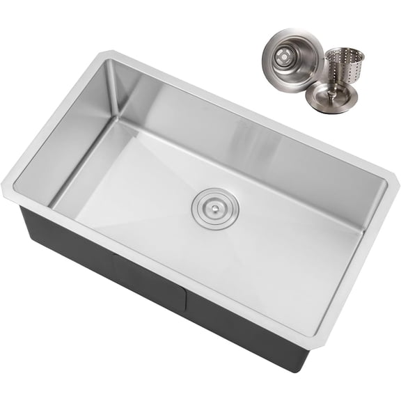 30 in. x 18 in. x 10 in. 16-Gauge Stainless Steel Undermount Single Bowl Kitchen Sink with Strainer