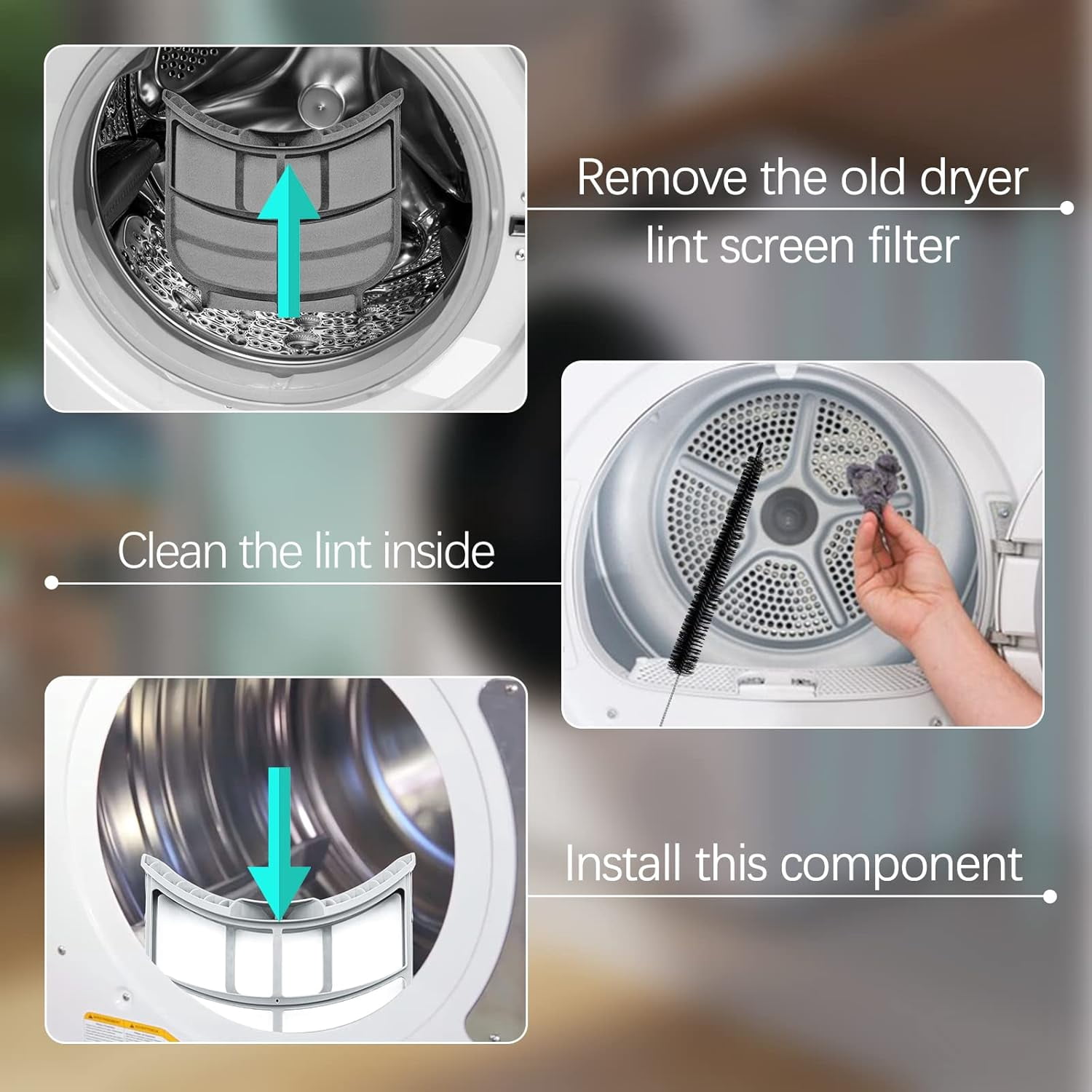 ADQ73373201 Dryer Lint Filter Replacement  for LG & Kenmore Dryers with Cleaning Brush, Fits Dlex9000v Dlex8000v Dlex5000w, Replaces PS7787727