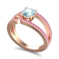 thumbnail image 2 of 2.50 Ct Round Cut Aquamarine & Pink Sapphire Gemstone Beautiful Engagement Ring for Ladies 14K Rose Gold Size 3 by Diamond-Capitals, 2 of 8