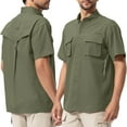 thumbnail image 6 of liyiyiyia Men's Button Short Sleeve Shirts for Fishing Hiking Outdoor Workwear Outdoor Quick Dry Sun Protection Button Work Shirt Casual Tops, 6 of 7