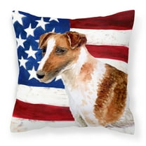 Carolines Treasures BB9647PW1414 Smooth Fox Terrier Patriotic Fabric Decorative Pillow  14Hx14W multicolor