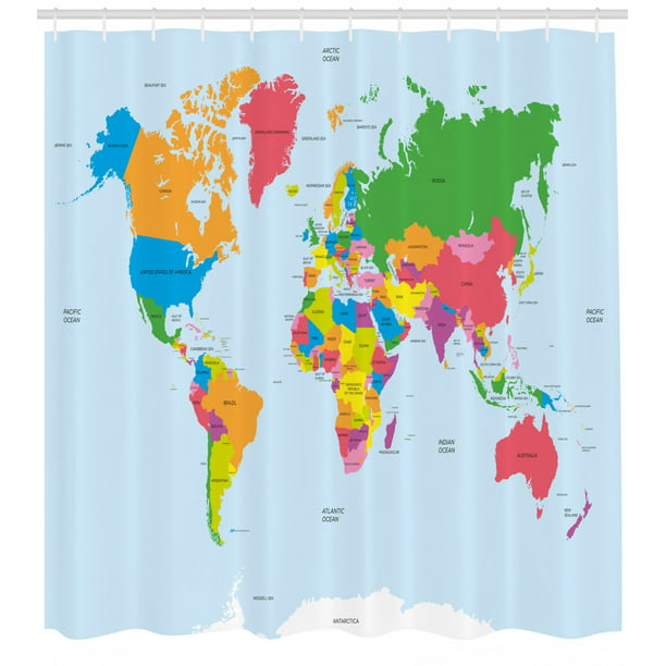 world map shower curtain walmart Map Shower Curtain Classical Colorful Map Of World In Political world map shower curtain walmart