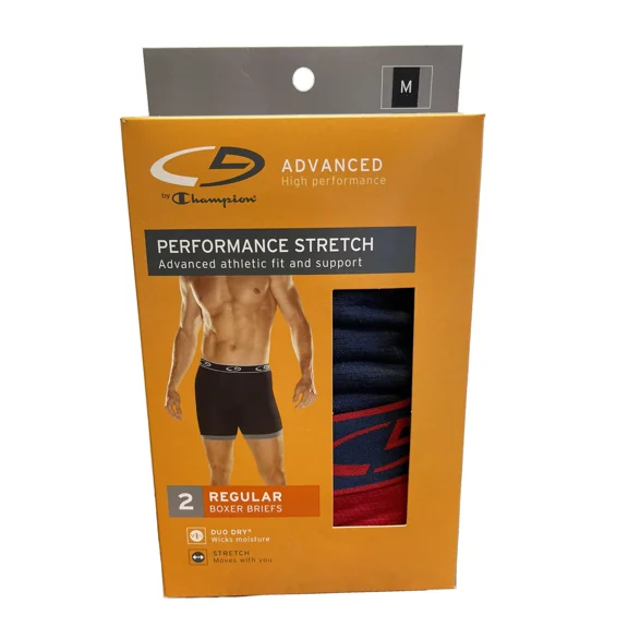 Champion Men'S 2 Pack Advanced Performance Stretch Boxer Briefs - Size: Medium
