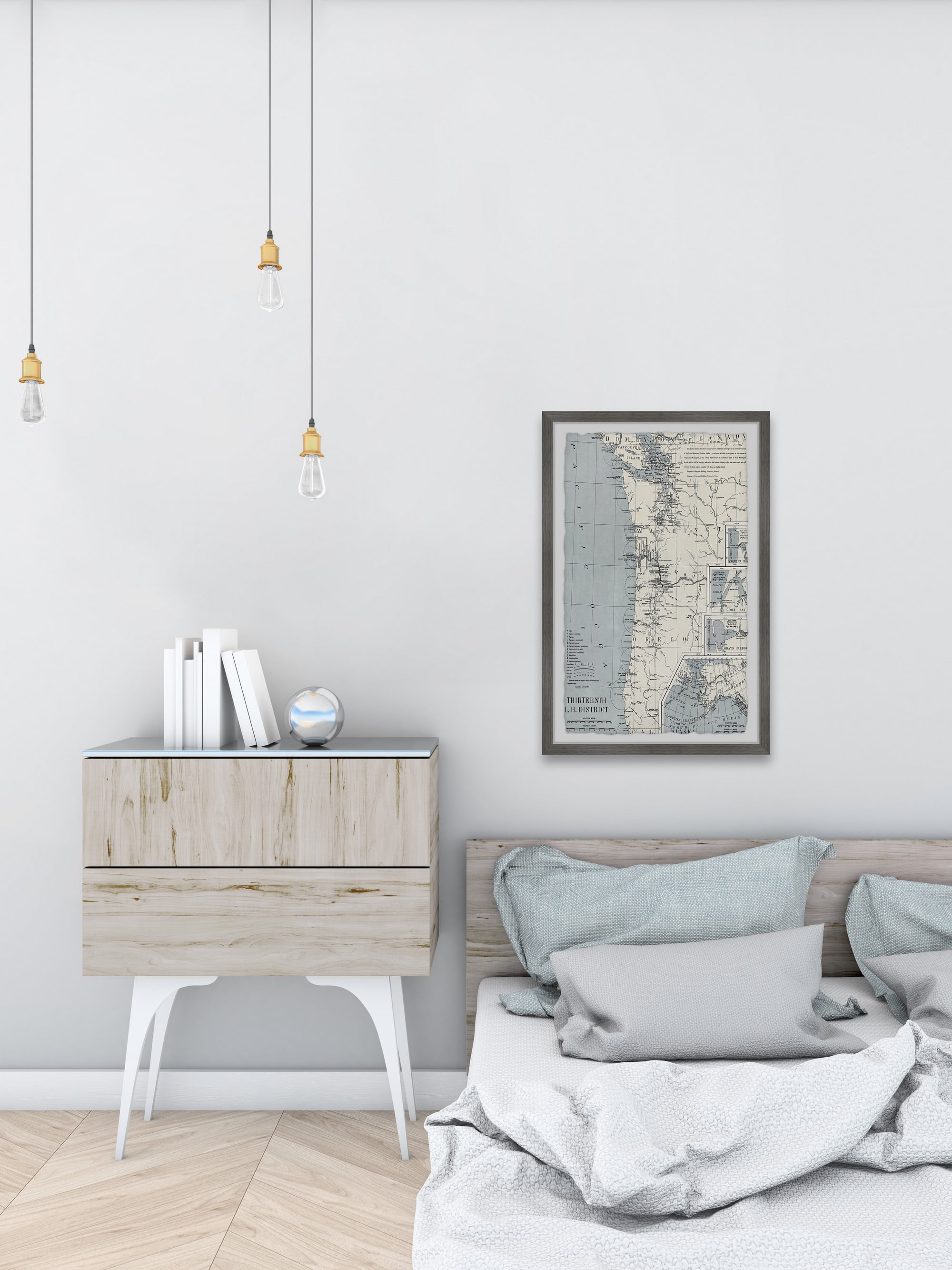 Marmont Hill Vintage Map of Washington Framed Wall Art, 24" x 36"