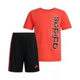 thumbnail image 4 of Adidas BRIGHT RED Toddler & Little Boys 2-Pc. 3-Stripes Mesh Shorts Set, US 7, 4 of 4