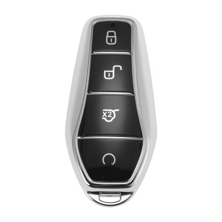 Unique Bargains 4 Buttons Key Fob Shell Cover Case for BYD Atto 3/Sealion/Han/Tang/Dolphin/Seal TPU Silver Tone 1 Pcs