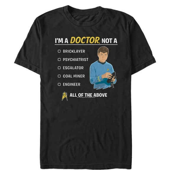 Men's Star Trek: The Original Series Bones I Am A Doctor Not A ....  Graphic Tee Black Small