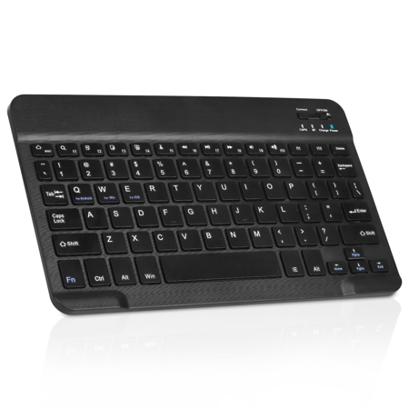 Ultra-Slim Rechargable Bluetooth Keyboard Compatible with verykool Kolorpad LTE TL8010 and Other Bluetooth Enabled Devices Including all iPads, iPhones, Android Tablets, Smartphones, Windows pc, Black